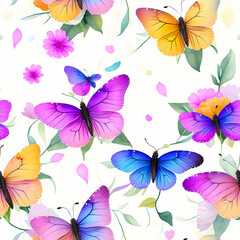 Naklejka na ściany i meble beautiful colorful butterflies seamless pattern, generative ai