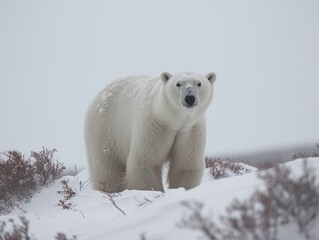 White bear in North Pole created with Generative AI technology.