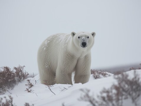 White bear in North Pole created with Generative AI technology.