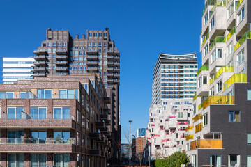 Modern high-rise apartment buildings in the business district - Zuidas, of Amsterdam.