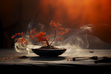 Incense with smoke, Aromatherapy, Chinese incense holder and smoke, Incense and smoke, Zen - obrazy, fototapety, plakaty