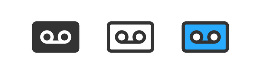 Voice mail icon isolated. Voice recorder symbol. Dictaphone, phone, call, recording. Outline, flat and colored style. Flat design. Vector illustration.
