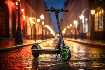 Electric Scooter in Urban Landscape - Green Transportation