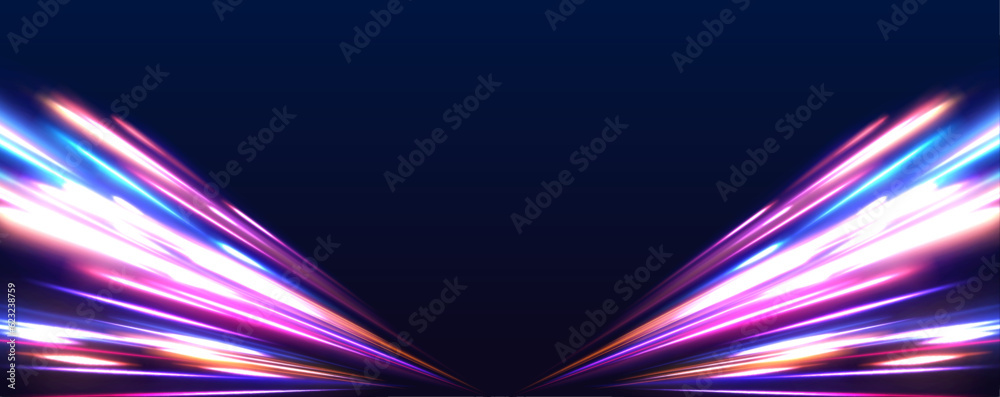Aufkleber panoramic high speed technology concept, light abstract background. image of speed motion on the roa