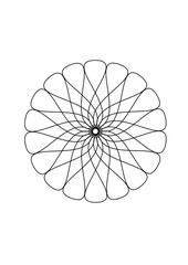 Rosette in form einer sternförmigen blüte  mit abgerundeten blütenblättern
