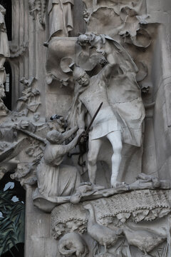 Barcelona, Spain, June 2023, detail of the Sagrada Familia cathedral, touristic place
