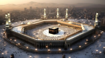 Kaaba in Mecca Saudi Arabia Generative AI - obrazy, fototapety, plakaty