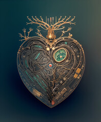 An abstract and futuristic heart, unreal life.