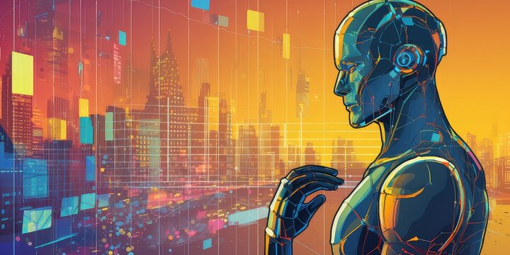 Generative AI. Futuristic Background of robot artificial intelligence. 