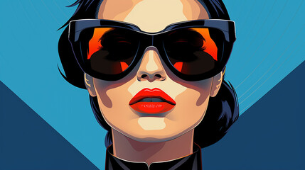 Disco diva retro lady. Pop art illustration. Girl wearing sunglasses,  Created using generative AI tools.