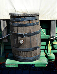 Barrel for Water on Covered Wagon