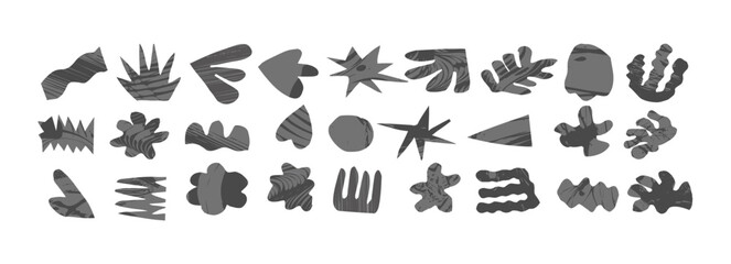 Abstract organic cutout collage shape vector geometric illustration. simple nature doodle element. Contemporary floral sticker set. Graphic paper cut form. Minimal flower plant decor background