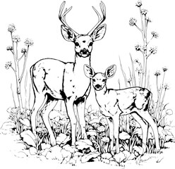 Deer Animal Line Art