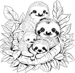 Sloth Animal Line Art