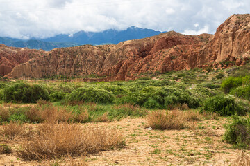 Sand canyon in Manjily Ata not far from Fairy canyon in Kyrgyzstan