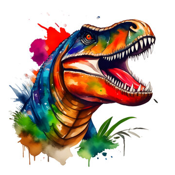 colorful t-rex on white