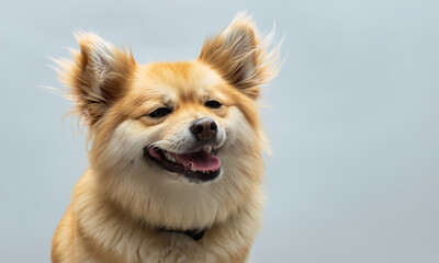 Beautiful happy dog ​​of life. Dog smiling, very happy.