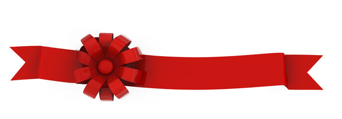 Red Ribbon. Festive banner element for composing layouts