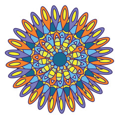 Isolated vibrant colored mandala pattern Vector