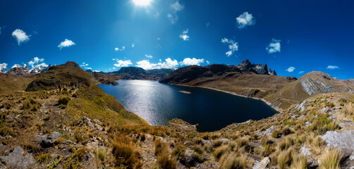 Viconga Lagoon located in Uramasa community, Cajatambo province, at 4600 msnm, in Lima Peru. - obrazy, fototapety, plakaty
