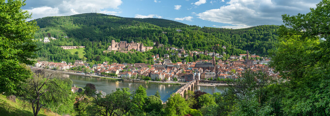 Heidelberg cityscape panorama in summer, Baden-Württemberg, Germany