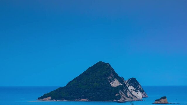 view of marathonisi island at sunset