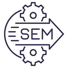 Fototapeta na wymiar SEM icon, search engine marketing, line design