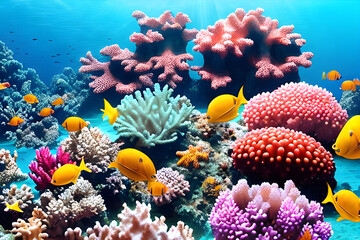 Fototapeta na wymiar A surreal underwater paradise teeming with vibrant marine life and coral reefs