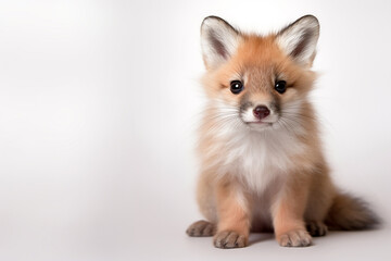 Obraz premium Young fox portraiture, white background, studio light, Ai Generative