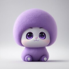 Fototapeta premium a cute kawaii tiny hyper realistic purple baby alien white background Generative AI