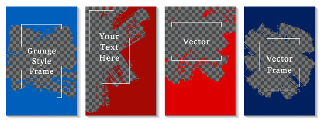 Brush stroke painted frame social media story post template set.