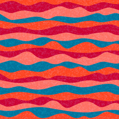 Curve multicolor wave stripes flow vector seamless pattern.