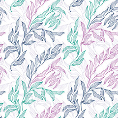 Lovely stylized tree leaves endless pattern. Organic foliage summer motif.