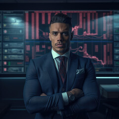 Fototapeta premium businessman- handsome man standing with crossed arms