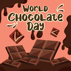 Colored world chocolate day template Vector