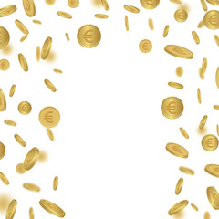 Euro coins. Coin rain. PNG