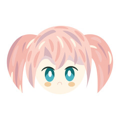 Isolated cute chibi female anime children hand drawn character avatar Vector