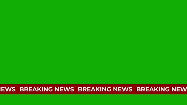 Breaking News Ticker Scrolling Text on Green Background