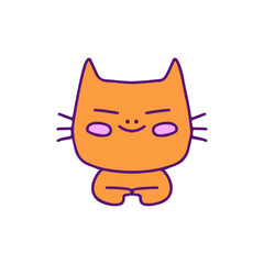 Kawaii cat, illustration for t-shirt, sticker, or apparel merchandise. With doodle, retro, and cartoon style.