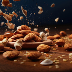 Almonds.Almond snack fruit .Background