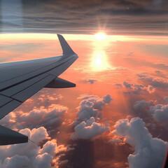 Obraz premium airplane flying above clouds.Airplane in the sky