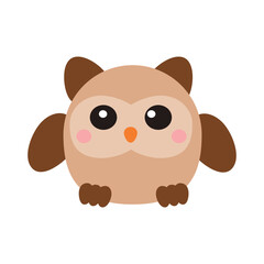 Cute owl flat icon isolated on white background. Vector illustration.