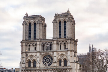Fototapeta na wymiar The Notre Dame de Paris is a medieval Catholic cathedral in Paris, France