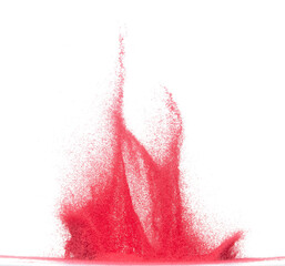 Small size red Sand flying explosion, blood sands grain wave explode. Abstract cloud fly. Red...