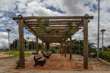 Praça pública na cidade de Araxa, Estado de Minas Gerais, Brasil