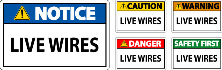 Danger Sign Live Wires On White Background