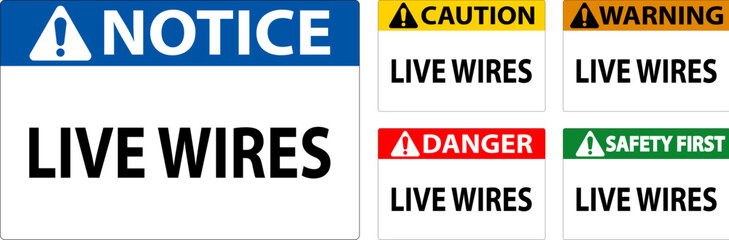 Danger Sign Live Wires On White Background