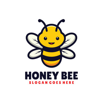 Honey bee logo design mascot cartoon