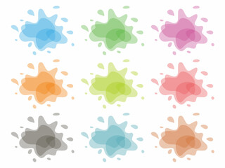 Watercolor splash set on white background. Hand drawn texture, comic concept.