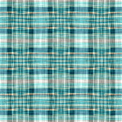 Teal rustic coastal beach house check fabric tile. Seamless sailor flannel textile gingham repeat swatch.